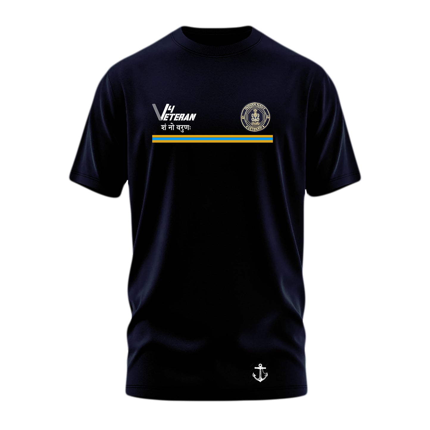 T-Shirts for Indian Navy (Cotton Round Neck, V4Veteran, Dark Blue)