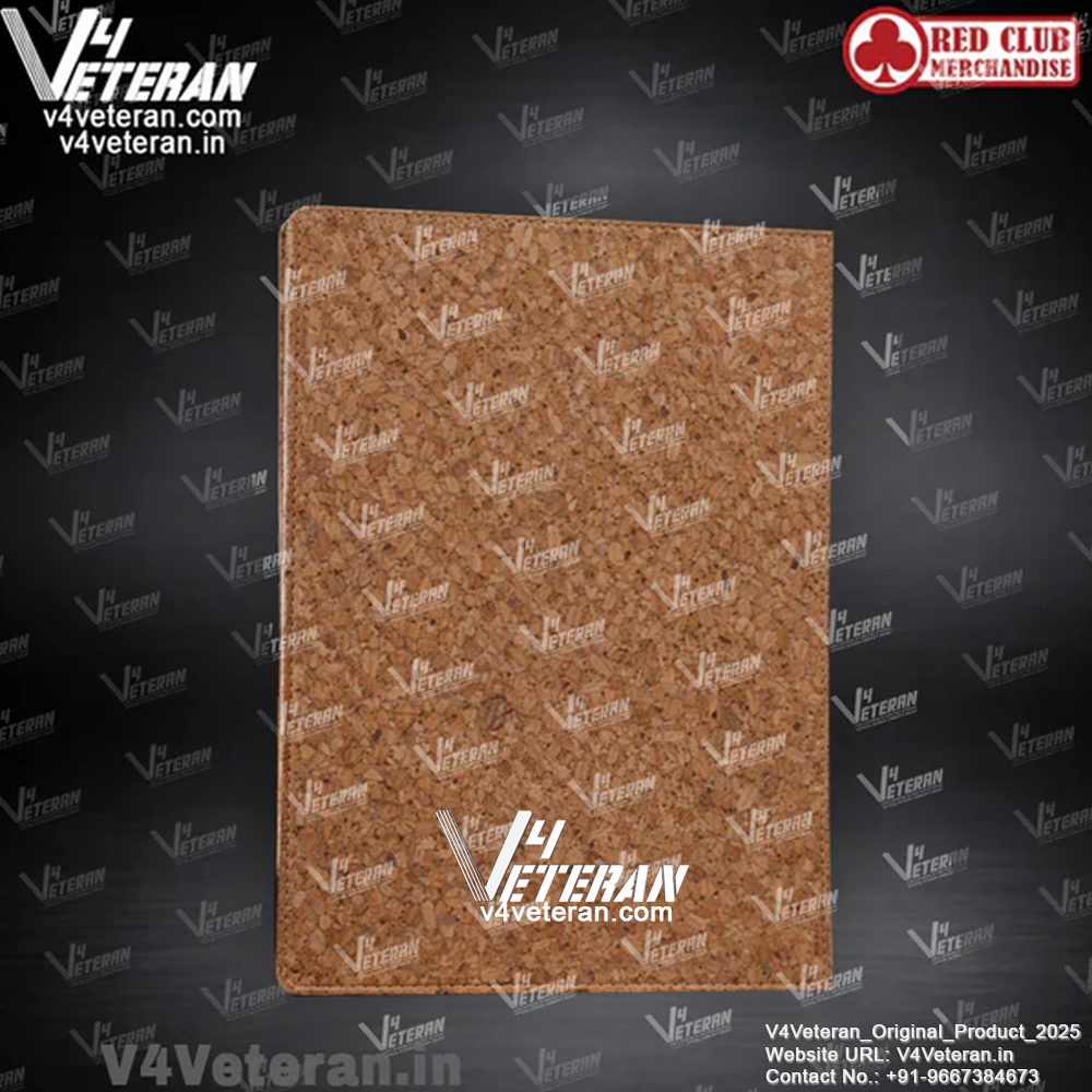 Classic Police Service (Veteran) Office Notebook with Phone–Card Pocket & Elastic Pen Loop (cork)