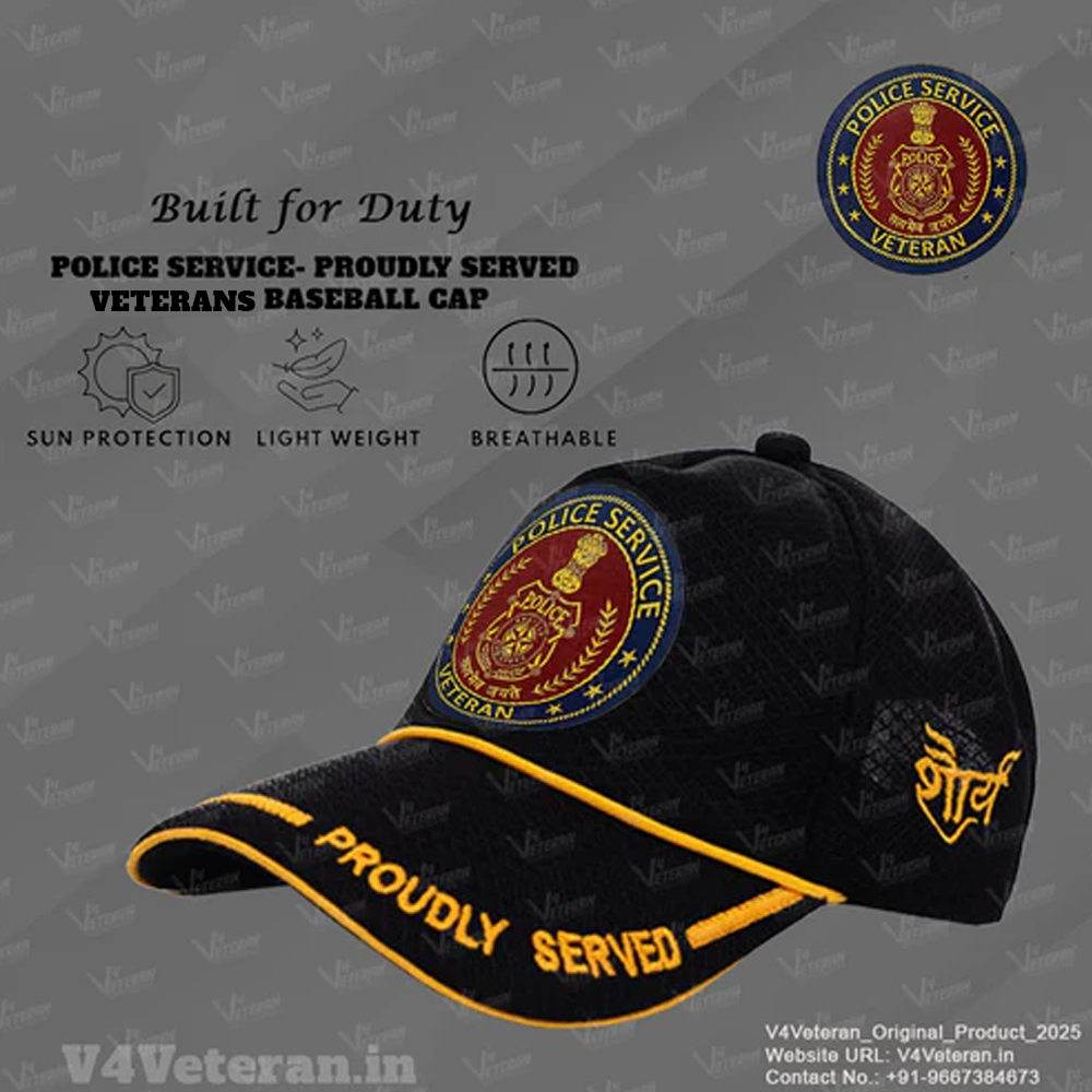 Police Service-Proudly Served (Black) Veterans Baseball Cap