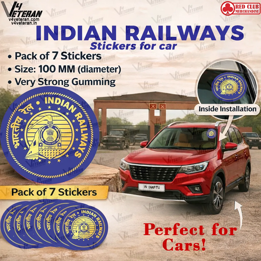 INDIAN RAILWAY Veteran Windshield Front Gumming Vinyl Stickers/Decals for Inside Pasting (Pack of 7)