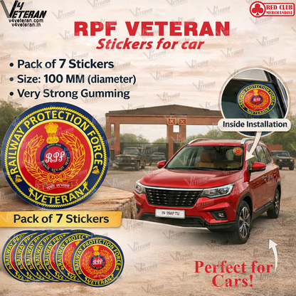 RPF Veteran Windshield Front Gumming Vinyl Stickers/Decals for Inside Pasting (Pack of 7)