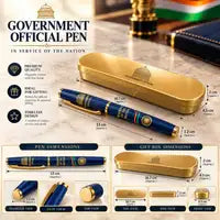 Premium Government Official Blue & Gold Pen