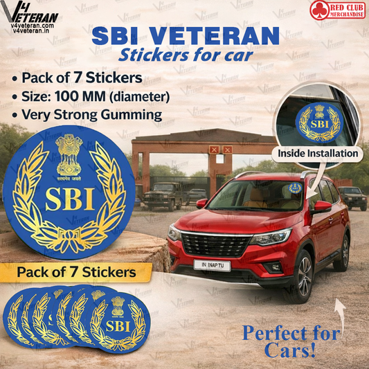 SBI Veteran Windshield Front Gumming Vinyl Stickers/Decals for Inside Pasting (Pack of 7)