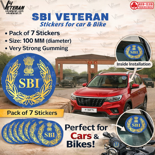 SBI Veteran Windshield Front Gumming Vinyl Stickers/Decals for Inside Pasting (Pack of 7)