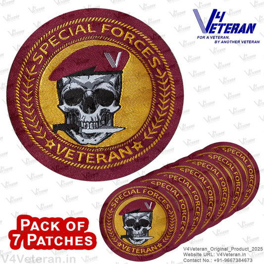 Special Forces Veteran Iron-On Woven/ Embroidered Patches (DIY) for T-Shirts, Bags, Tracksuits & Waistcoats (Pack of 7)