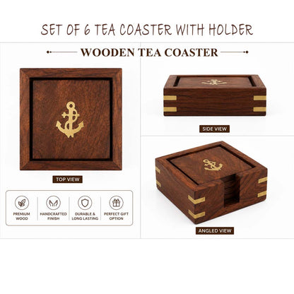 Premium Wooden Tea Coaster Set with Holder