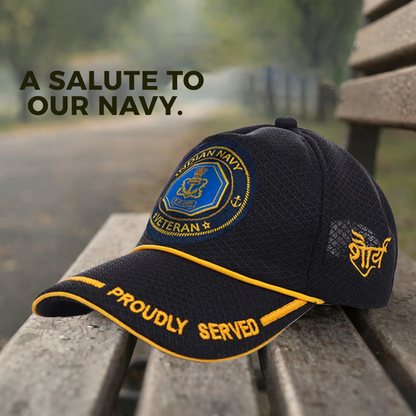 Indian Navy-Proudly Served (Black) Veterans Baseball Cap