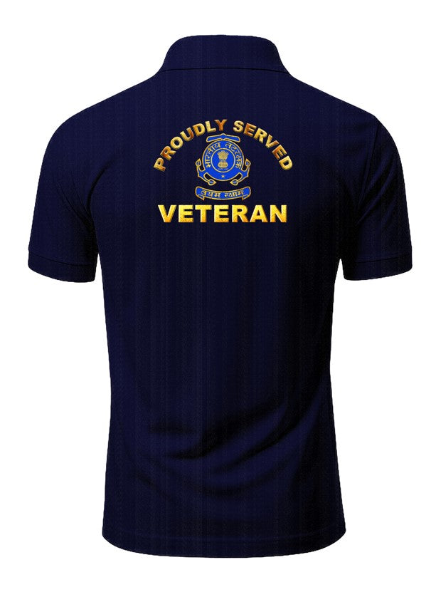 Indian Coast Guard Veteran Blue Polo T-Shirt